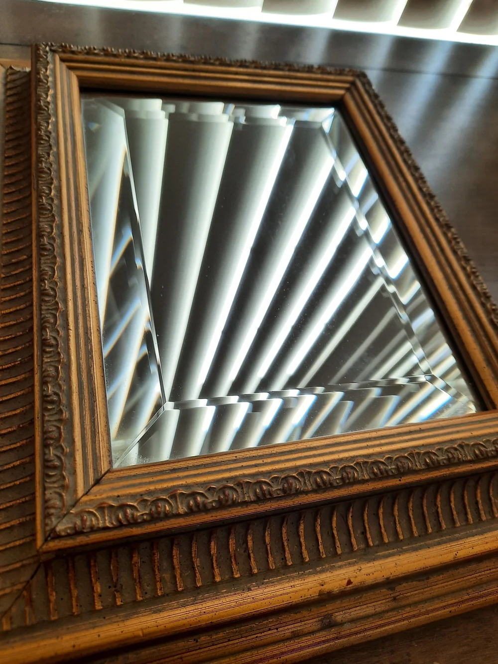 Vintage Ornate Regency Small Gold Beveled Glass Wall Mirror